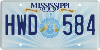 MS license plate HWD584