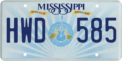 MS license plate HWD585