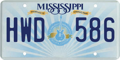 MS license plate HWD586