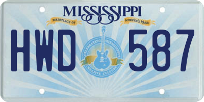 MS license plate HWD587