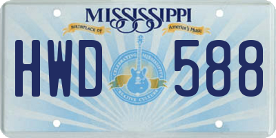 MS license plate HWD588