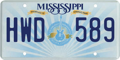 MS license plate HWD589