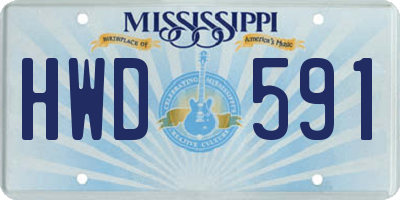 MS license plate HWD591