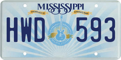 MS license plate HWD593