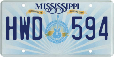 MS license plate HWD594