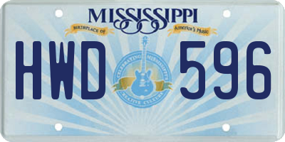 MS license plate HWD596