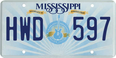 MS license plate HWD597