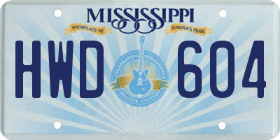 MS license plate HWD604