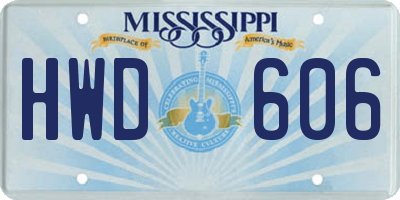 MS license plate HWD606