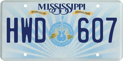 MS license plate HWD607
