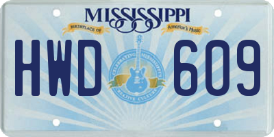 MS license plate HWD609