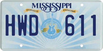 MS license plate HWD611
