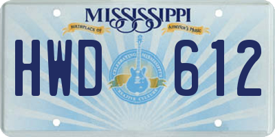 MS license plate HWD612