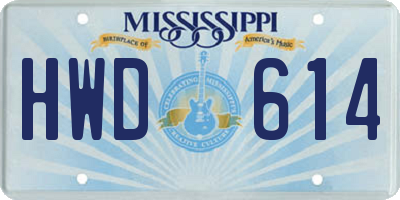 MS license plate HWD614