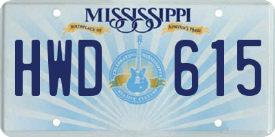 MS license plate HWD615