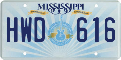 MS license plate HWD616