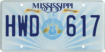 MS license plate HWD617