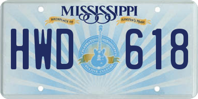 MS license plate HWD618