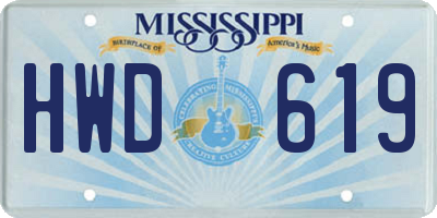 MS license plate HWD619