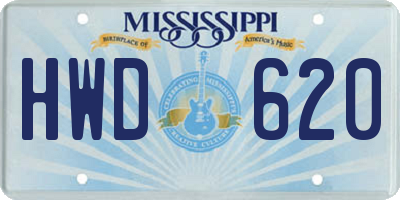 MS license plate HWD620