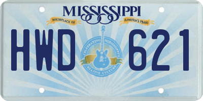 MS license plate HWD621