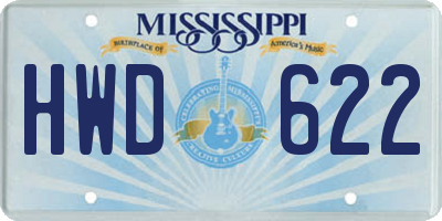 MS license plate HWD622