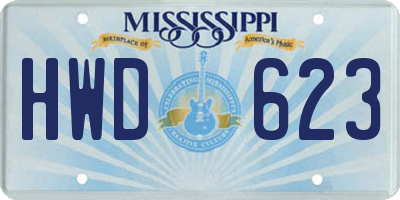 MS license plate HWD623