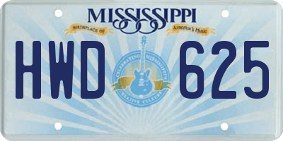 MS license plate HWD625