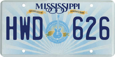 MS license plate HWD626