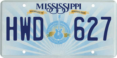 MS license plate HWD627