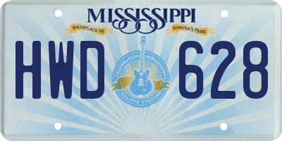 MS license plate HWD628