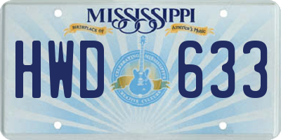 MS license plate HWD633