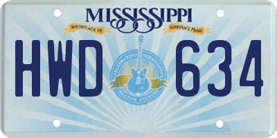 MS license plate HWD634