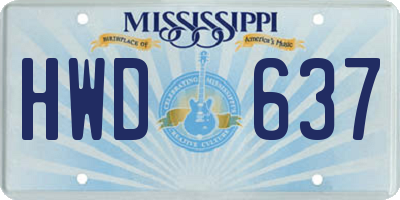 MS license plate HWD637