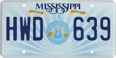 MS license plate HWD639