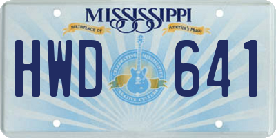 MS license plate HWD641