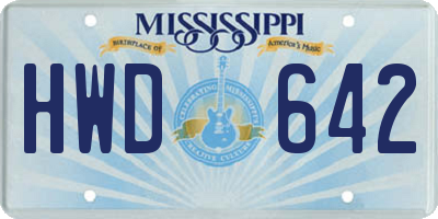 MS license plate HWD642