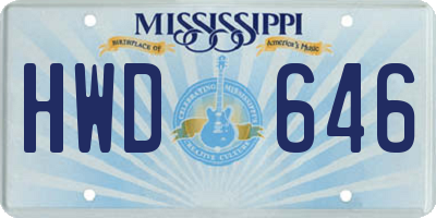 MS license plate HWD646