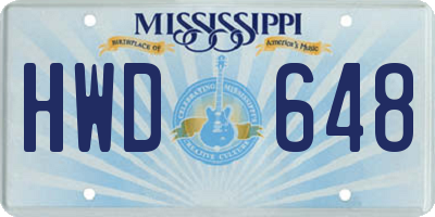 MS license plate HWD648