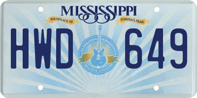 MS license plate HWD649