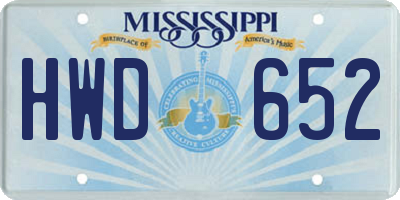 MS license plate HWD652