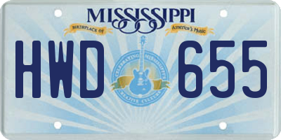 MS license plate HWD655