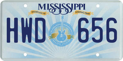 MS license plate HWD656
