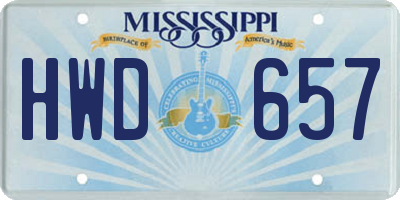 MS license plate HWD657