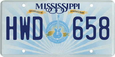 MS license plate HWD658