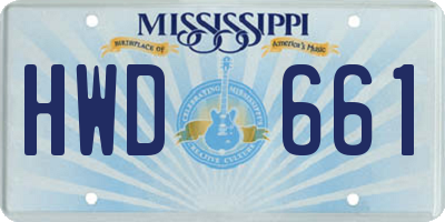 MS license plate HWD661