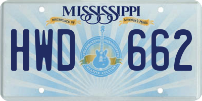 MS license plate HWD662