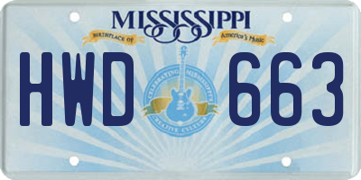 MS license plate HWD663