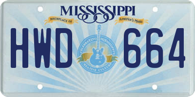 MS license plate HWD664