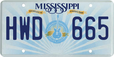 MS license plate HWD665